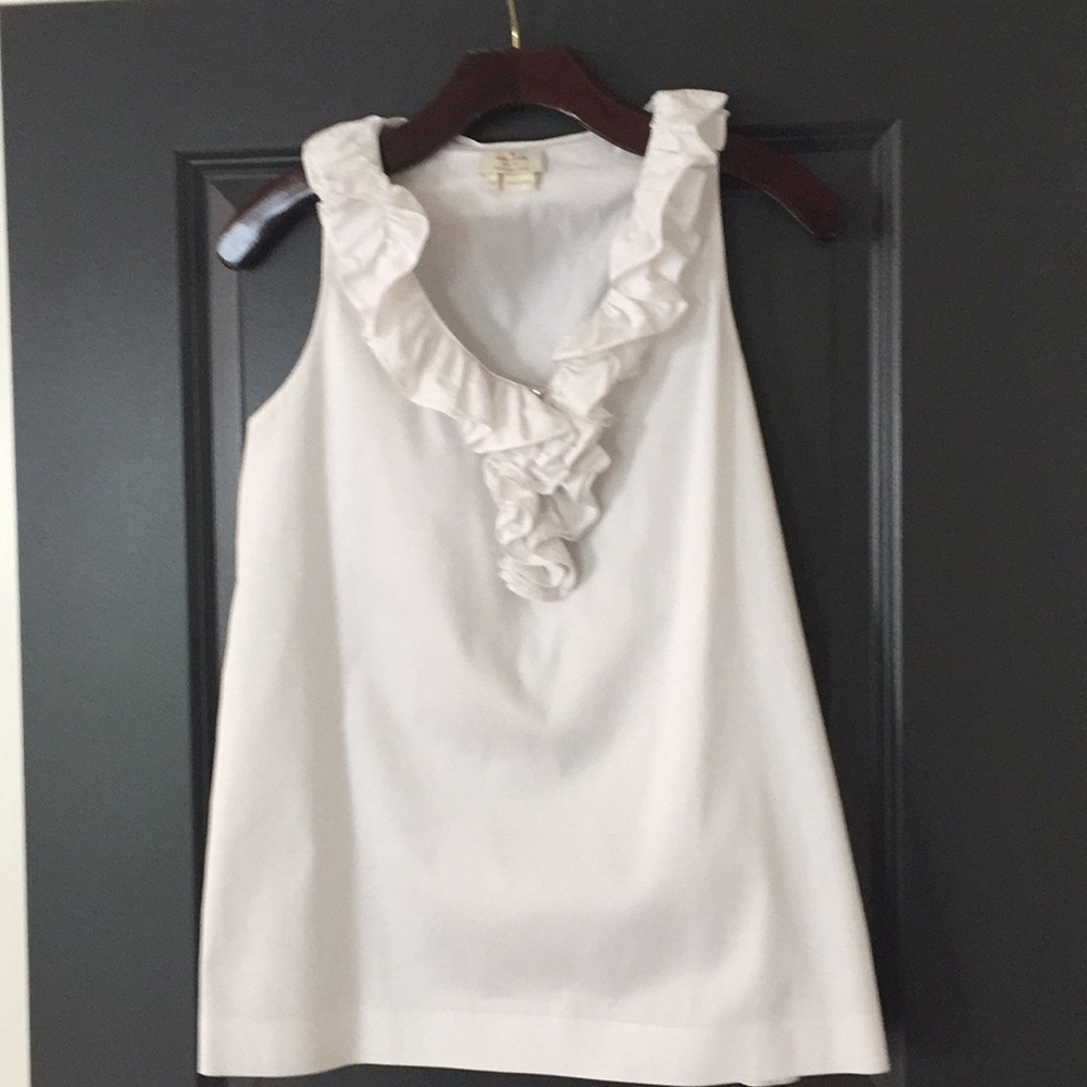 Kate Spade breezy white ruffled sleeveless blouse